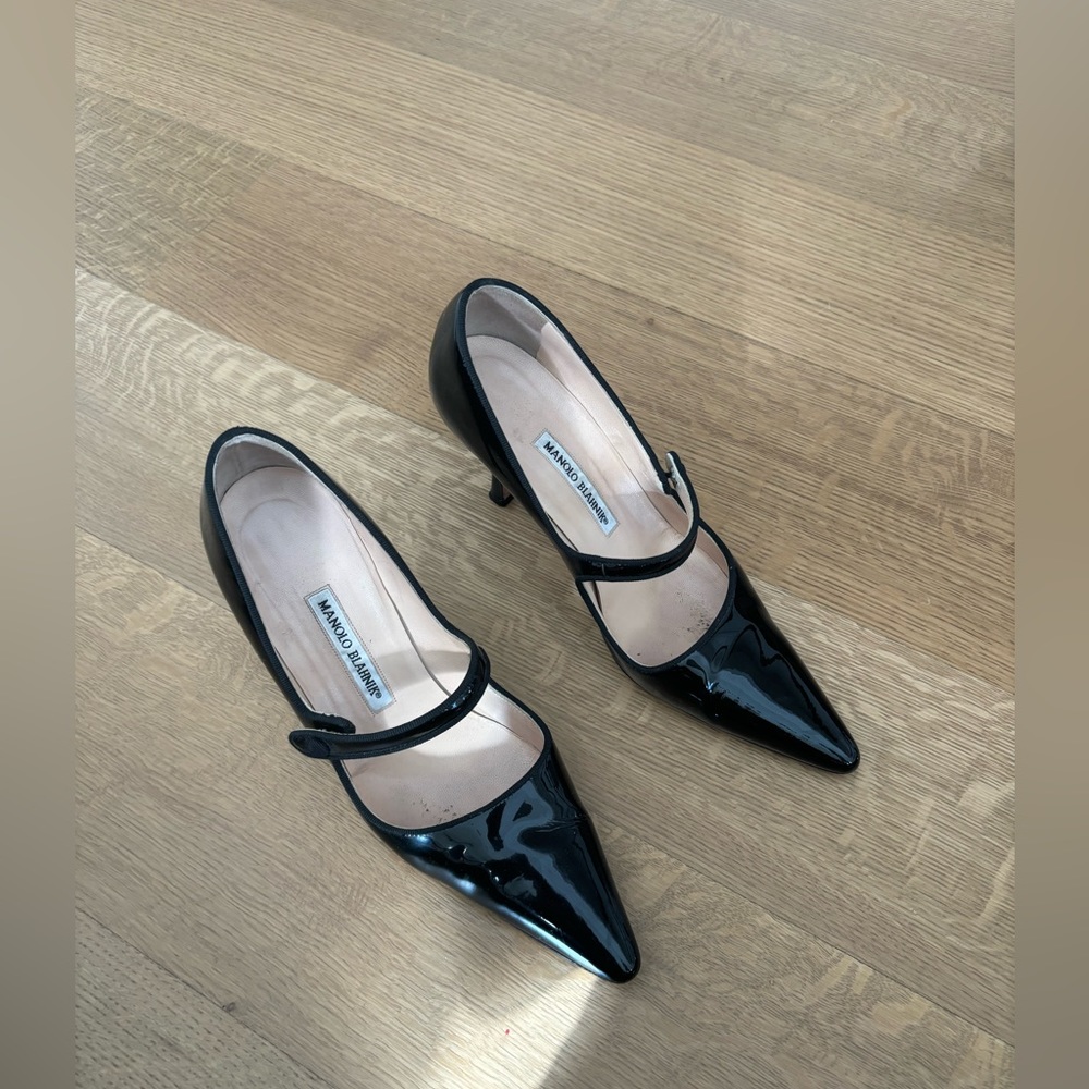 Manolo Black Patent Pumps